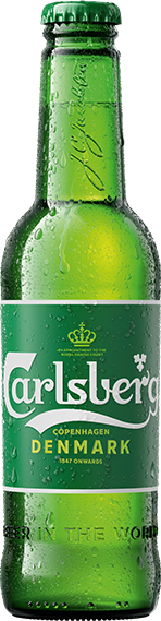 bottle carlsberg pilsner beer on grey background from the front