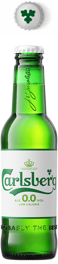 bottle of Carlsberg alcohol-free beer with 0.0 alcohol percent