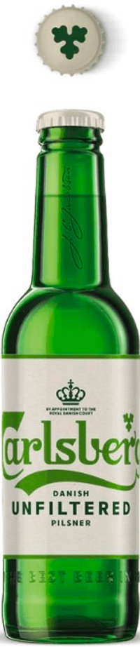 bottle of unfiltered beer by Carlsberg brewery