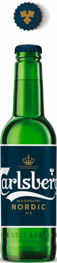 bottle of carlsberg alcohol free ale with label in the front